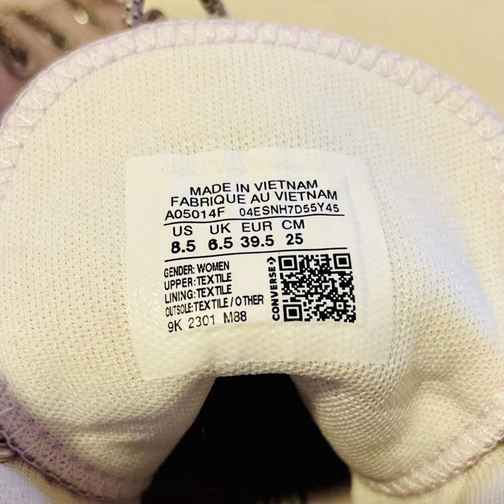 Converse Chuck Taylor All Star Lift W 8.5 Hi Top Platform Sneakers Lucid Lilac - Picture 6 of 9